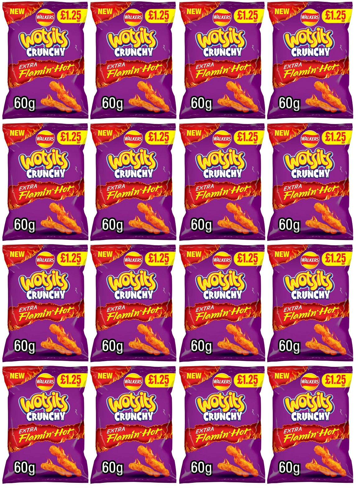 15 x Wotsits Crunchy Extra Flamin Hot - 60GM