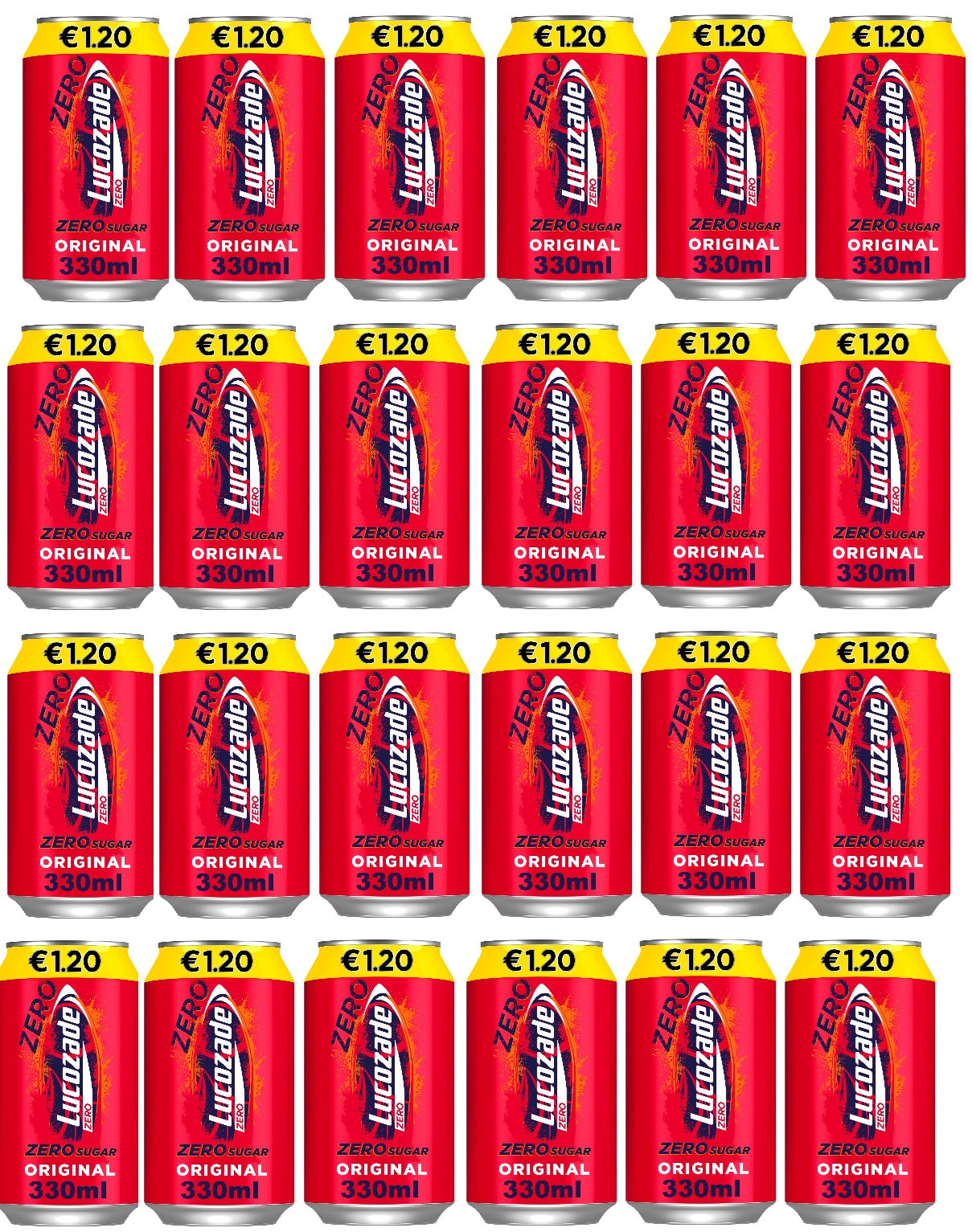 24 x Lucozade Zero Original Can - 330Ml