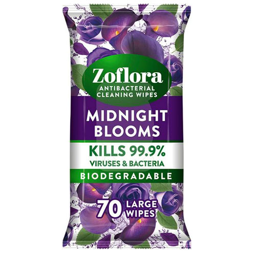 6 x Zoflora Antibacterial Wipes Midnight Bloom - 70 PACK