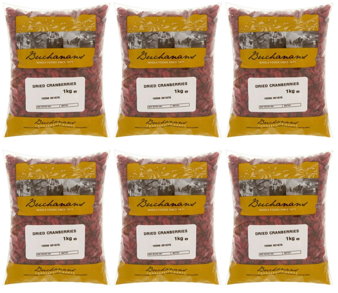 6 x Buchanans Dried Cranberries 1Kg