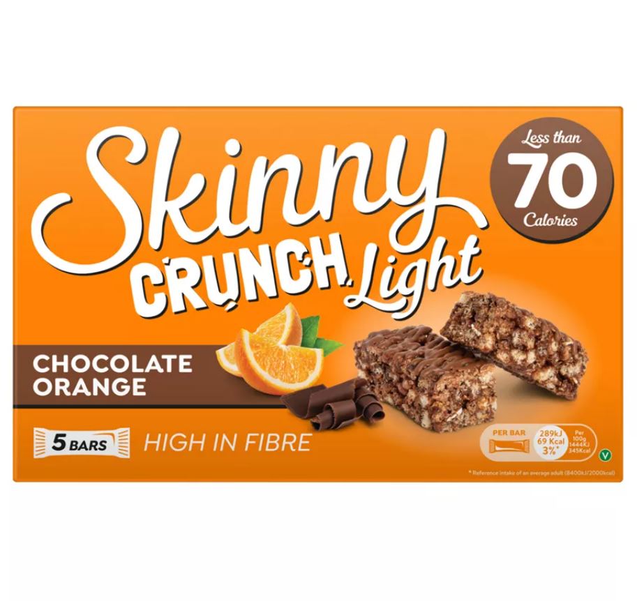 10 x Skinny Crunch Chocolate Orange 5X20Gm