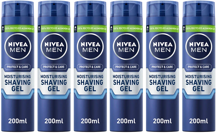 6 x Nivea Nivea Men Protect & Care Aloe Vera Shaving Gel  200Ml