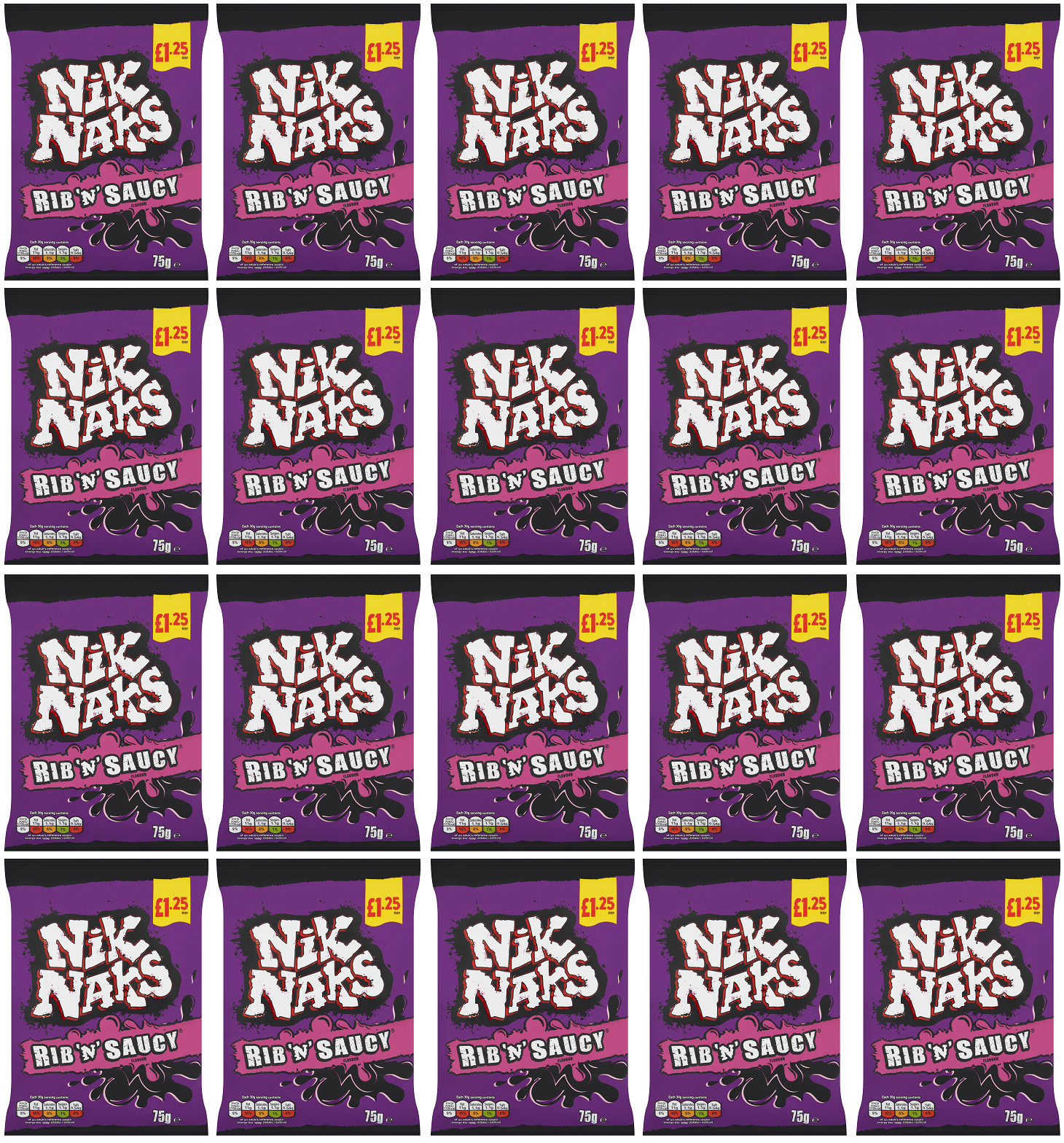 20 x Kp Nik Naks Rib N Saucy - 75GM
