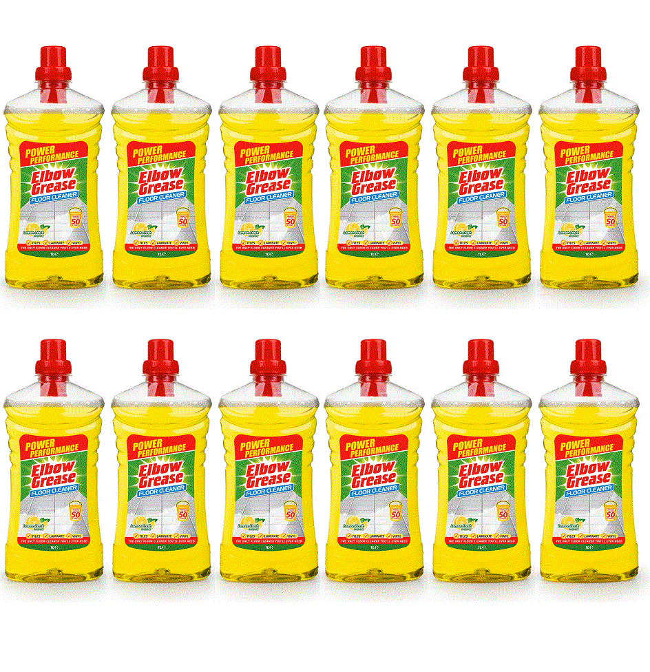 12 X Elbow Grease Floor Cleaner Lemon - 1 Litre