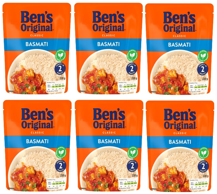 6 x Bens Original Basmati Microwave Rice - 220G