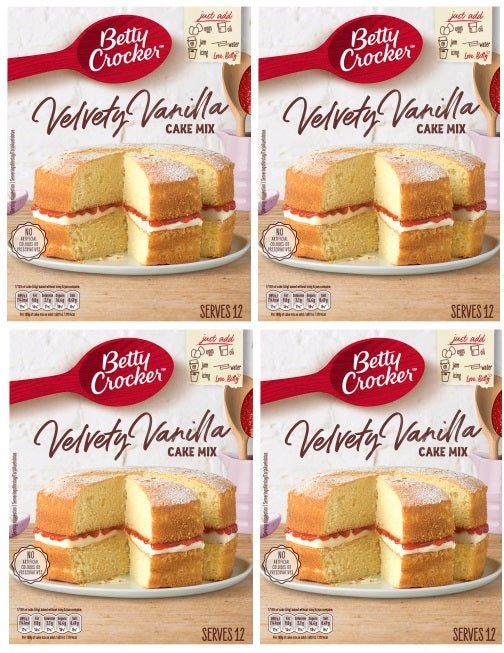 4 x Betty Crocker Velvety Vanilla Cake Mix 425G