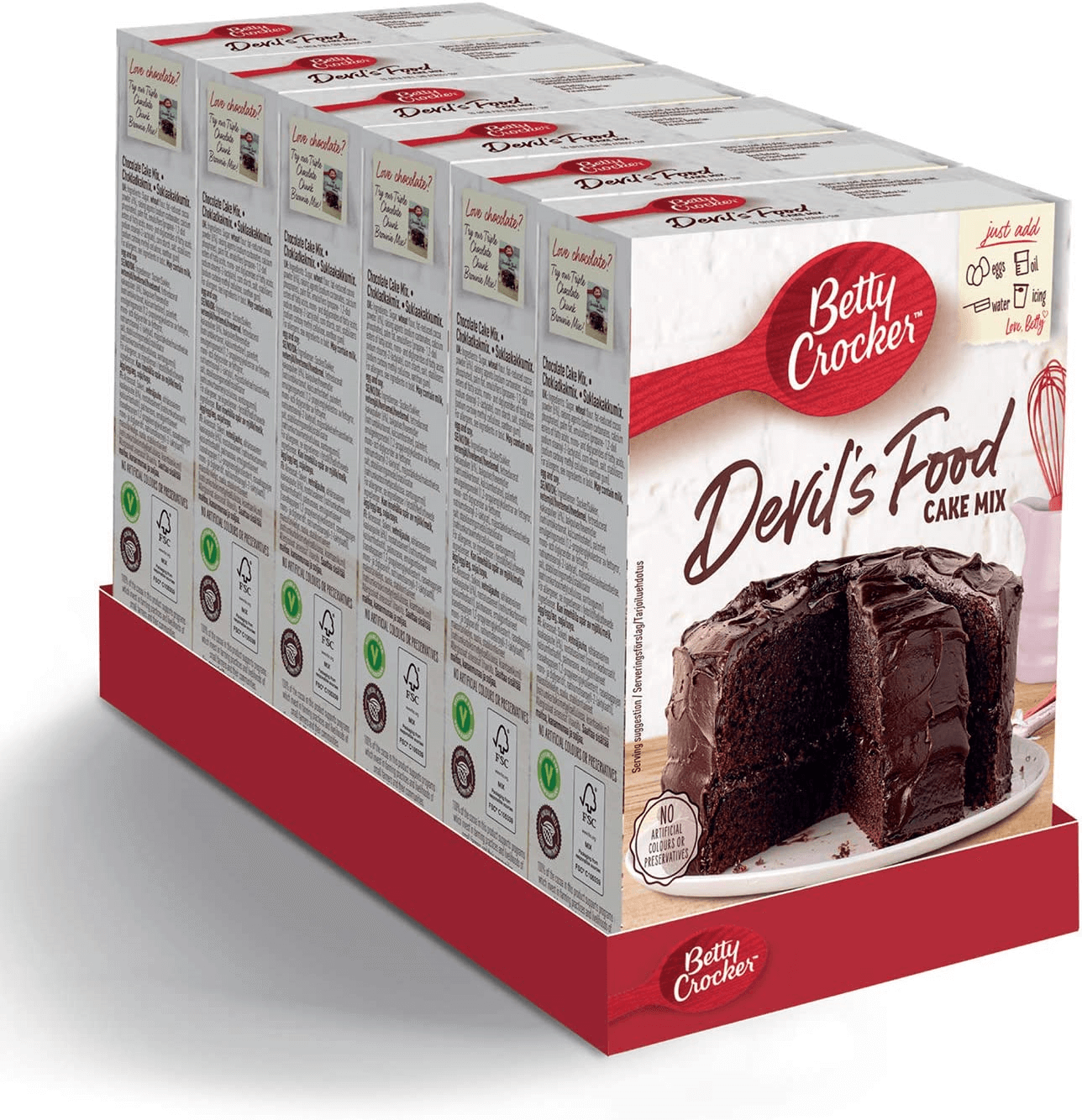 6 x Betty Crocker Devils Food Cake Mix 425G