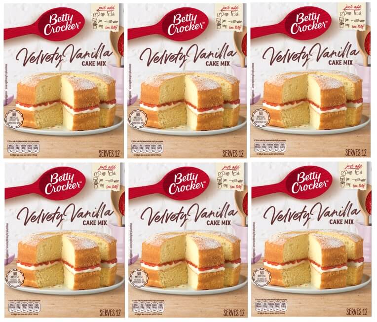 6 x Betty Crocker Velvety Vanilla Cake Mix 425G