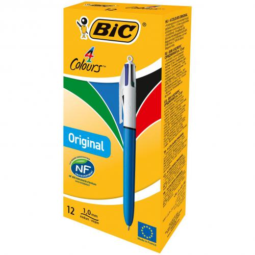 12 x Bic 4 Colours 12 Ball Pen Medium 1.0Mm