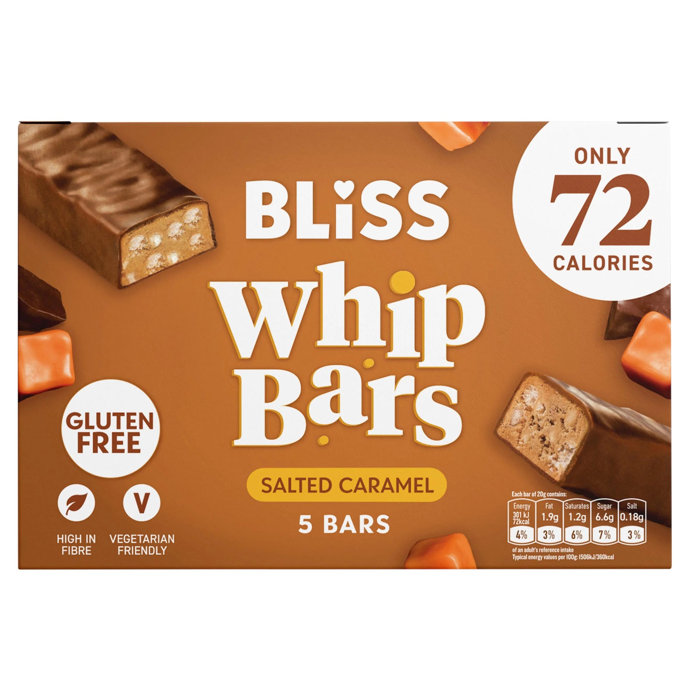 12 X Bliss Salted Caramel Whip Bars 5Pk - 5 X 20G