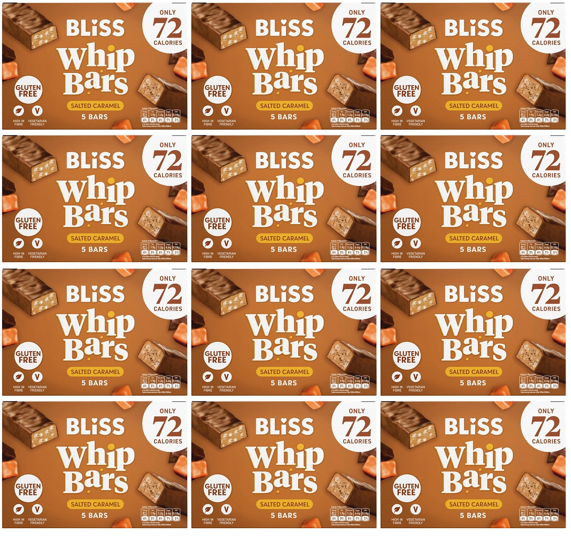 12 X Bliss Salted Caramel Whip Bars 5Pk - 5 X 20G