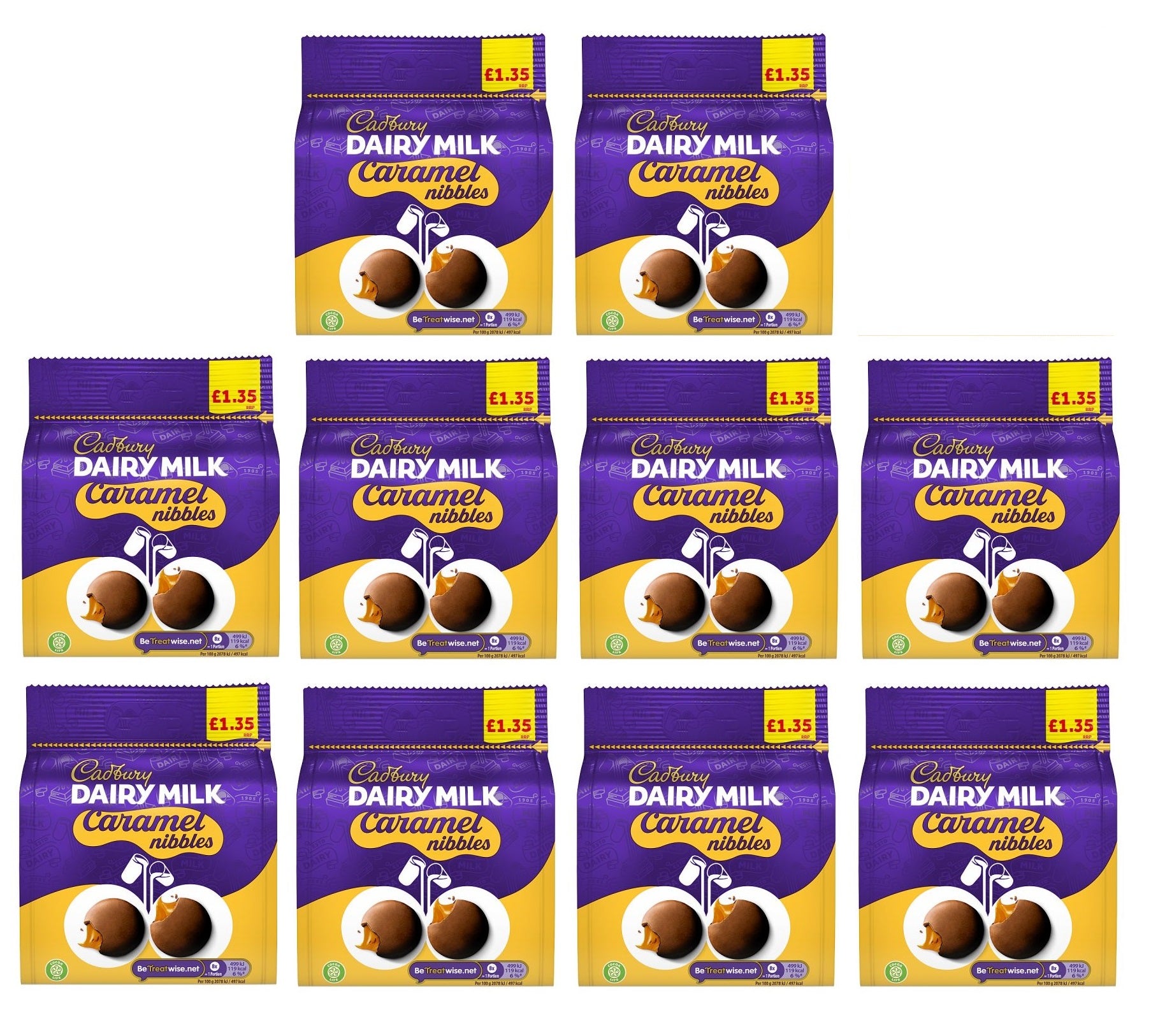 10 X Cadbury Caramel Nibbles 95GM