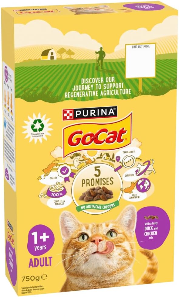 5 x Go Cat Chicken And Duck Dry Cat Food 750Gm