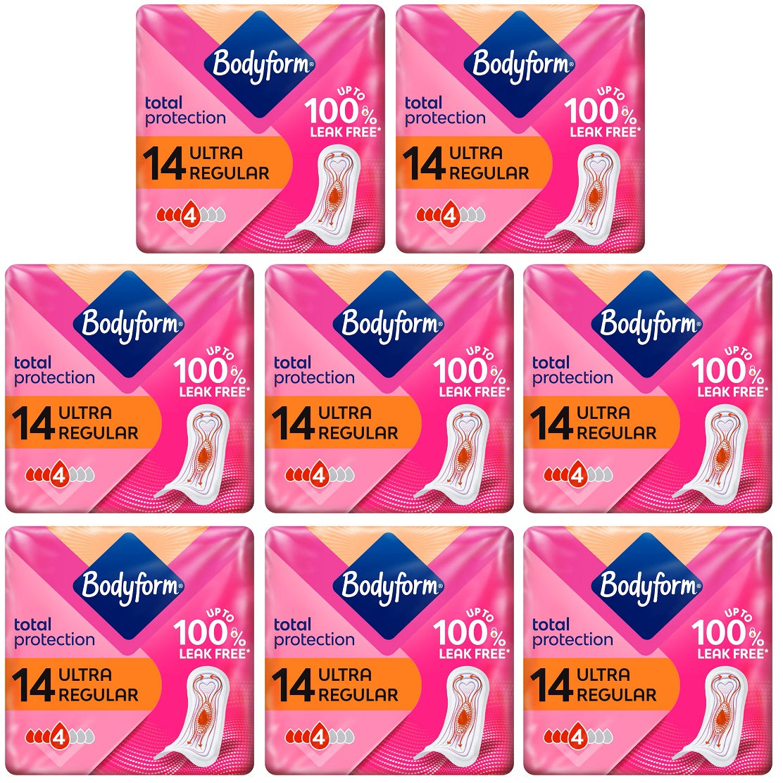 8 X Bodyform Ultra Normal Non Wings - 14 Pack
