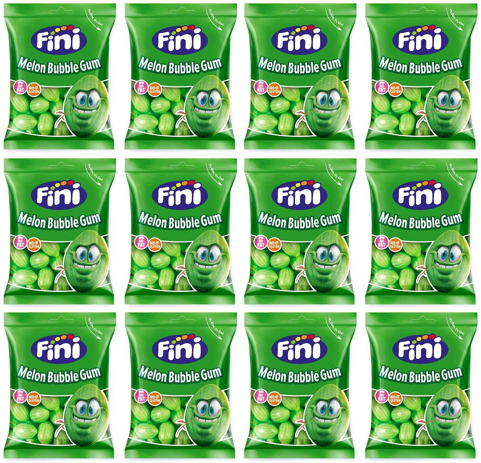 12 X Fini Melon Bubble Gum Sweet Bag - 75Gm