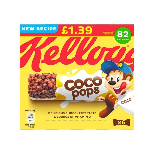 14 x Kelloggs Coco Pops Cereal Bar - 6PK