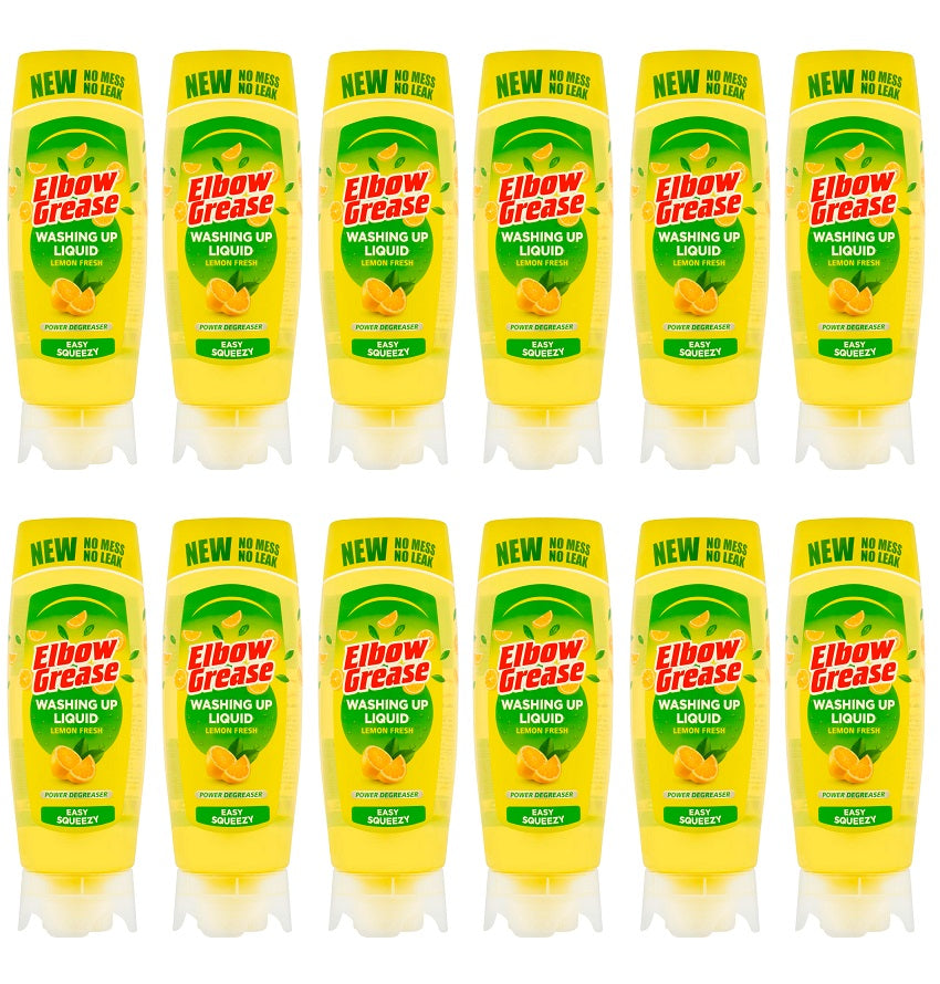 12 X Elbow Grease Washing Up Liquid Lemon - 450Ml