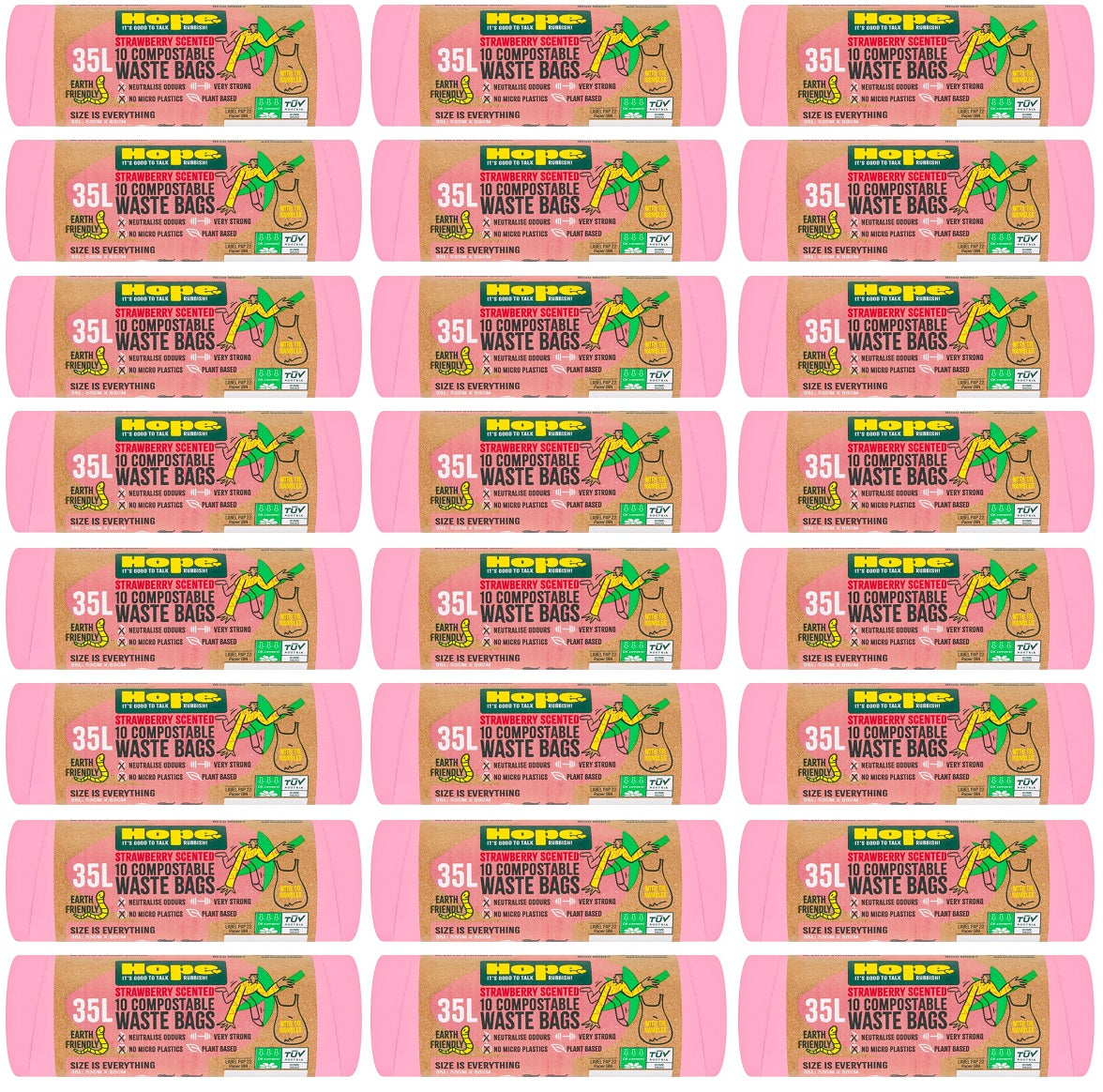 24 X Hope Compostable Waste Bags Scented 35 Litre - 10 Pack