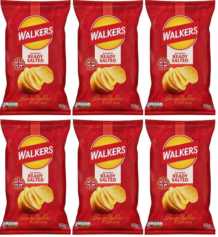 6 X Walkers Ready Salted Sharing Bag - 150Gm