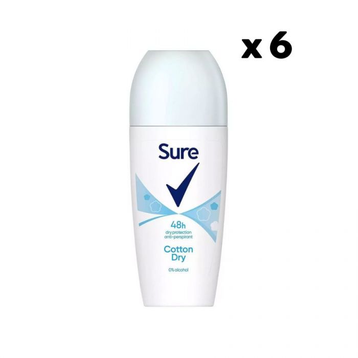 6 x Sure Roll On Cotton Dry - 50ML