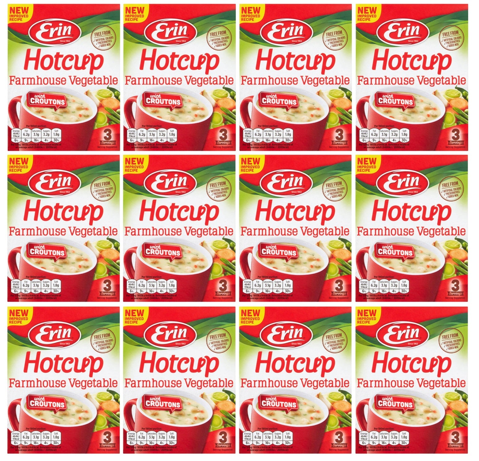 12 x Erin Hotcup Farmhouse Vegetable With Croutons 75G