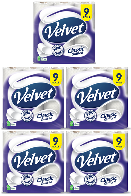 5 x Velvet Classic Quilted  - 9 PACK