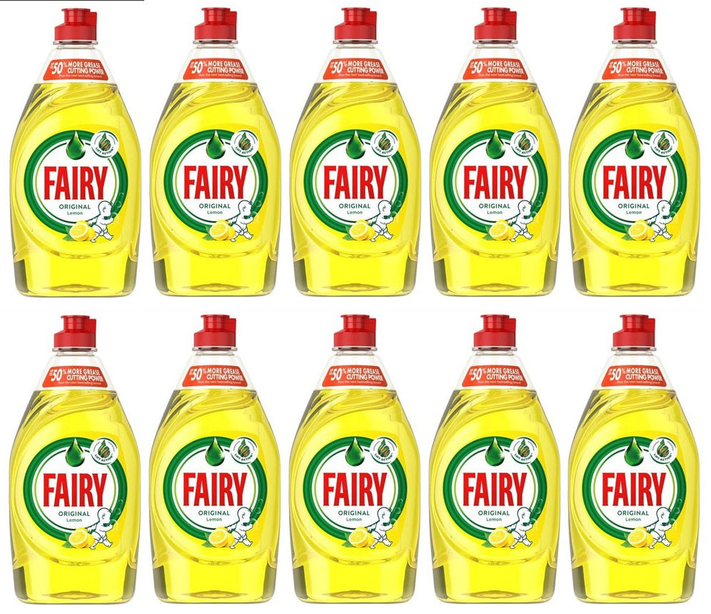 10 x Fairy Lemon Washing Up Liquid With Liftaction 320 Ml