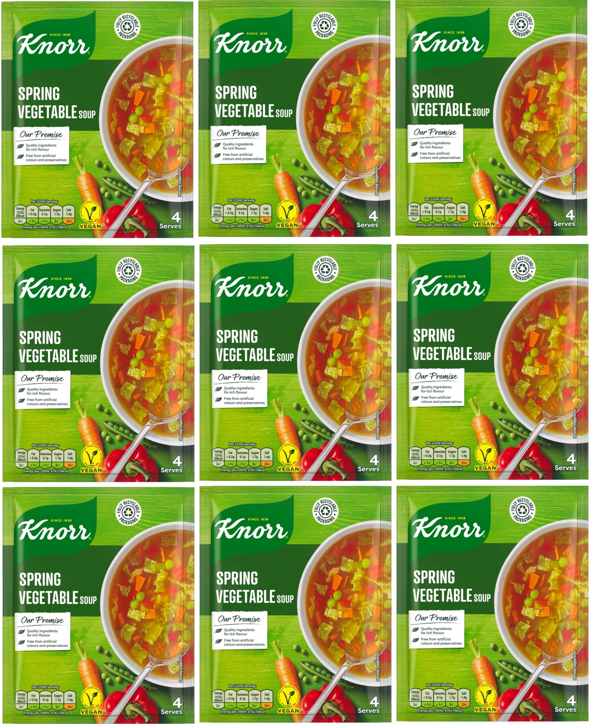 9 x Knorr Soup Spring Vegetable 48G