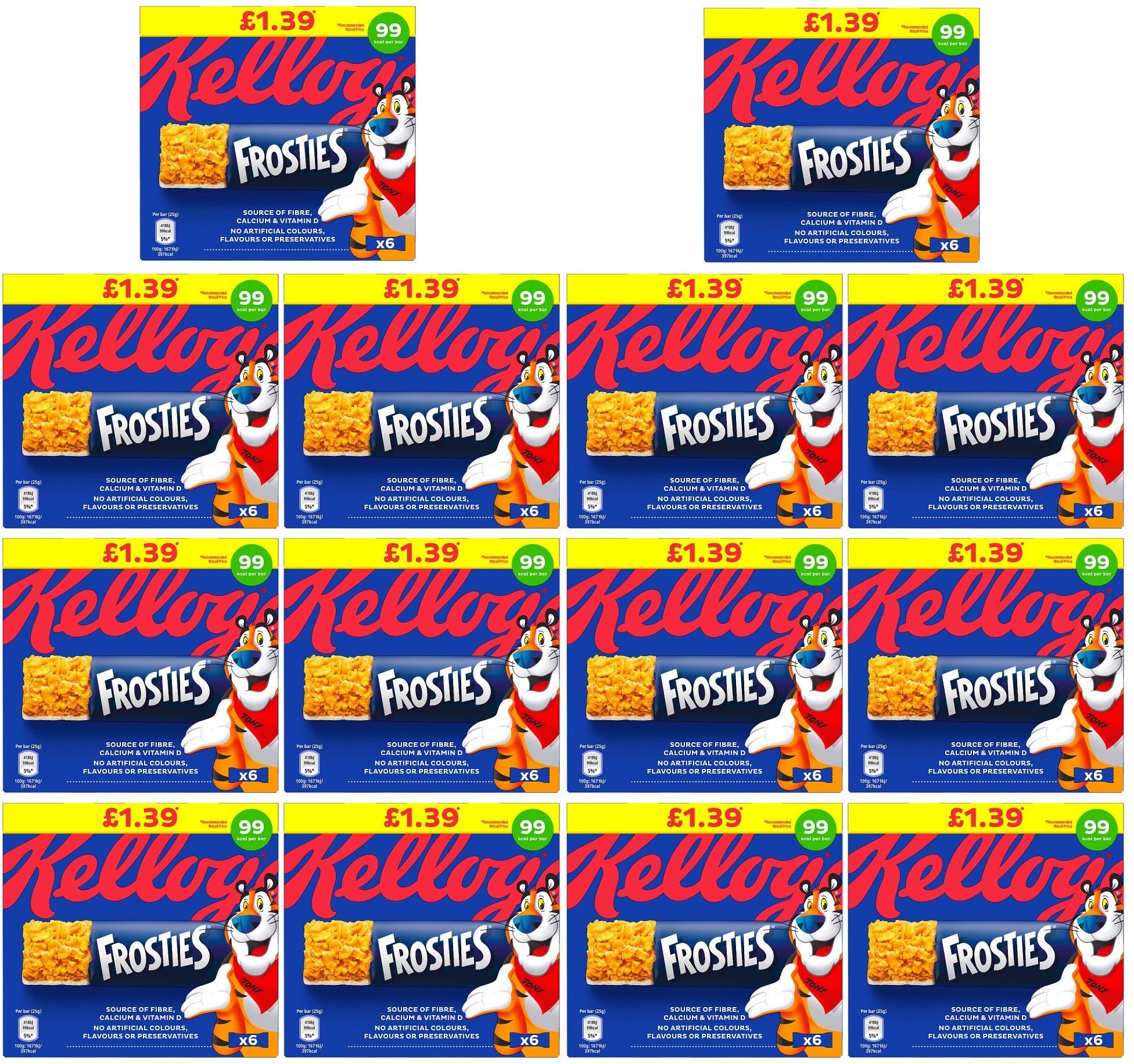 14 x Kelloggs Frosties Cereal Bar 6 Pack - 6PK