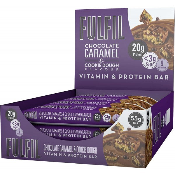 15 x Fulfil Chocolate Caramel & Cookie Dough Vitamin & Protein Bar 55G