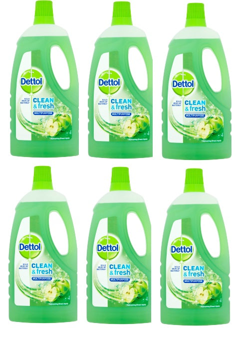 6 x Dettol Power & Fresh Green Apple 1 Litre