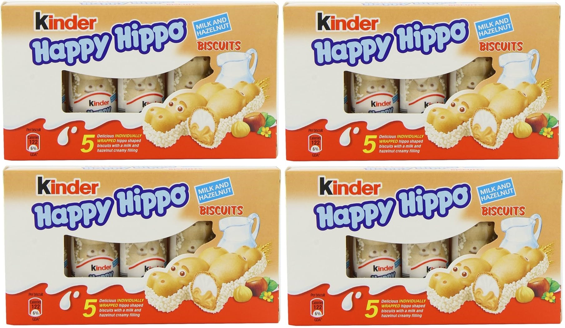 20 x Kinder Happy Hippo Hazelnut (4 X 5 Packs) 102.5G