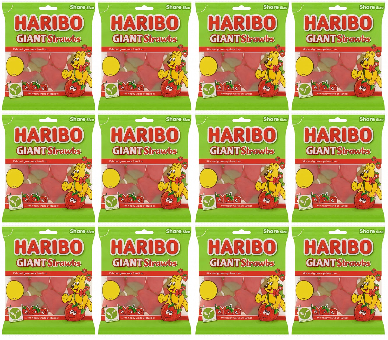 12 x Haribo Giant Strawbs - 140GM