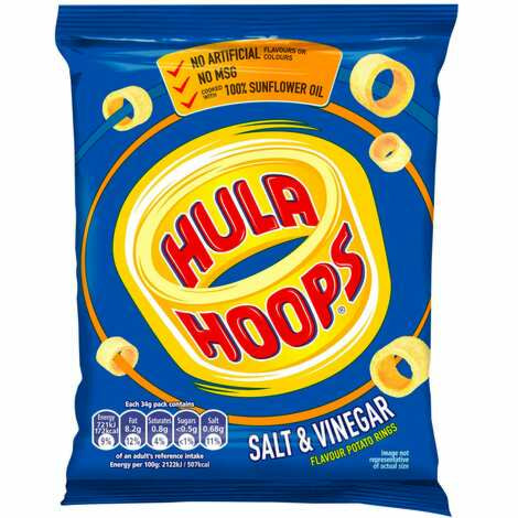 32 x Hula Hoops Salt & Vinegar Crisps 34G