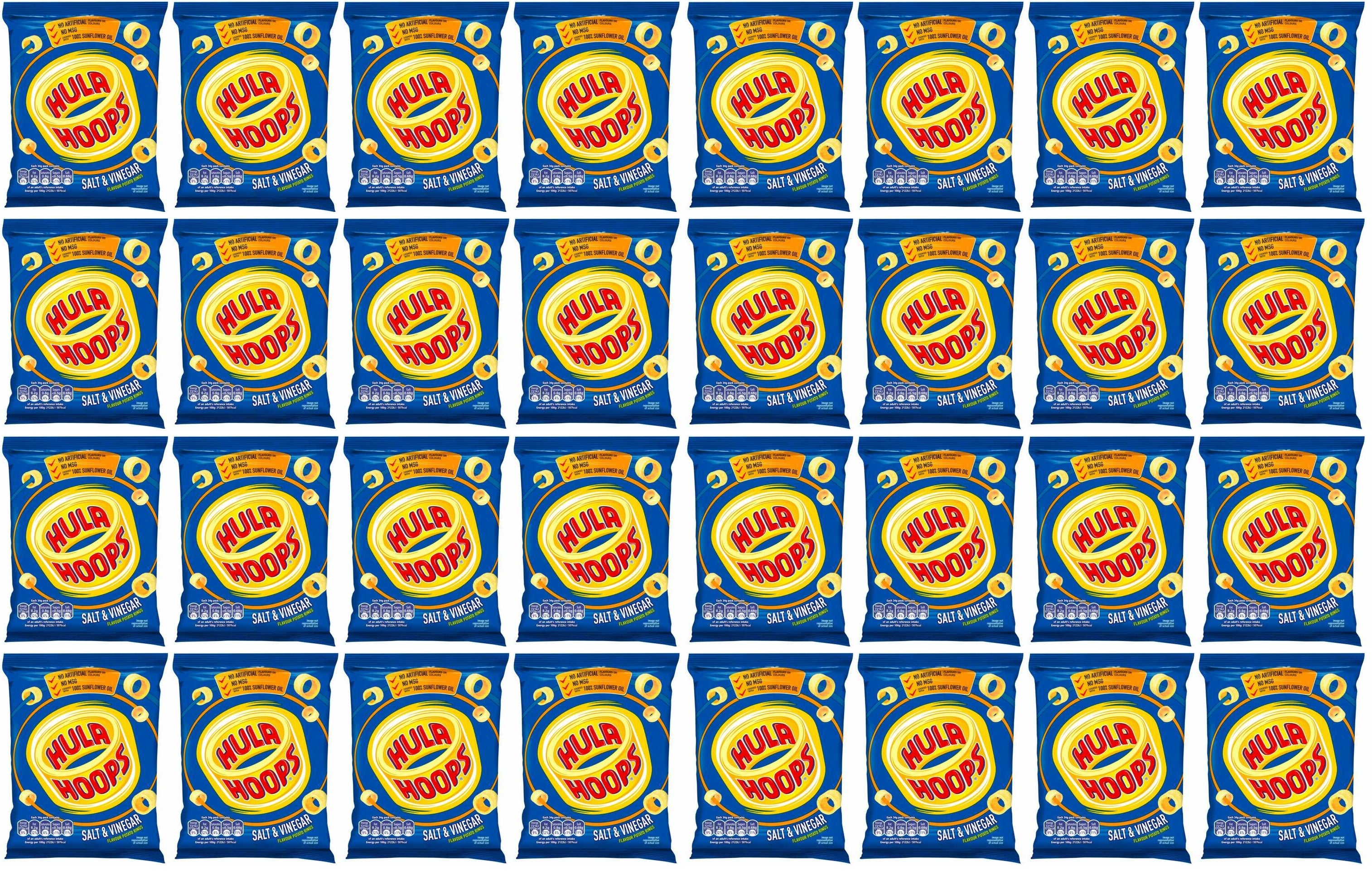 32 x Hula Hoops Salt & Vinegar Crisps 34G