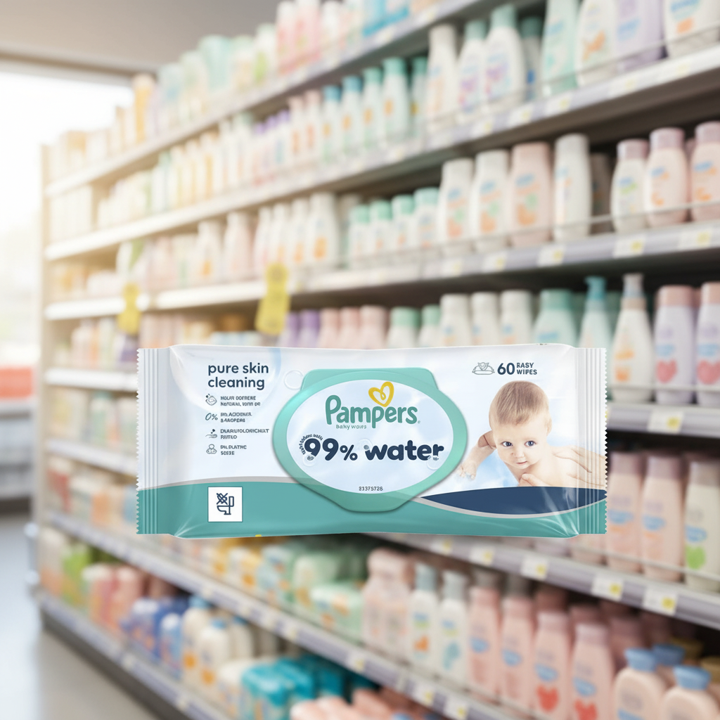 12 X Pampers Wipes 99% Water - 60 Pack