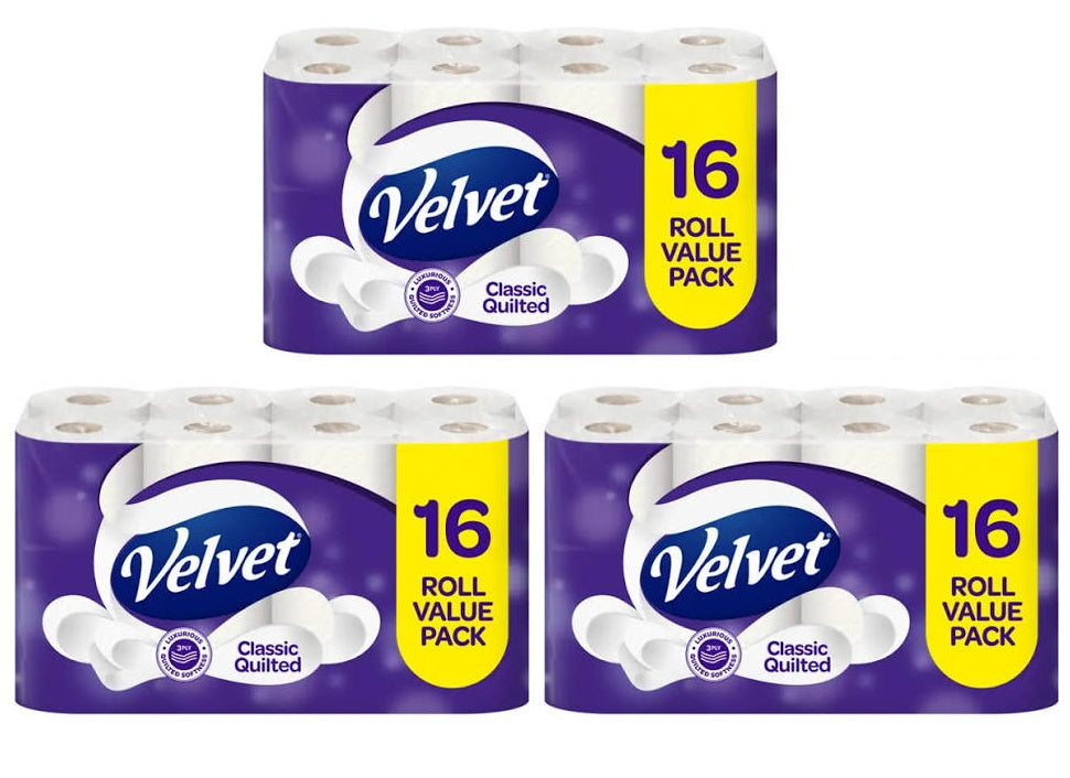 3 X Velvet Classic Quilted - 16 Pack