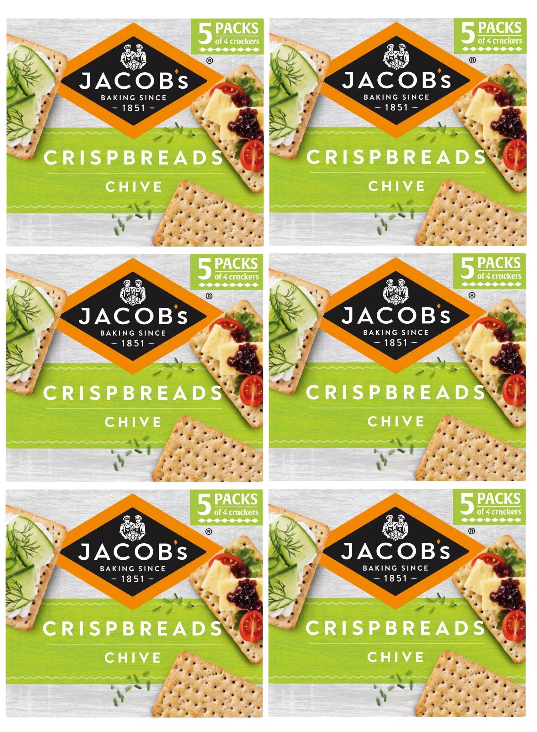 6 x Jacobs Crispbreads Chive 5Pk (190g)