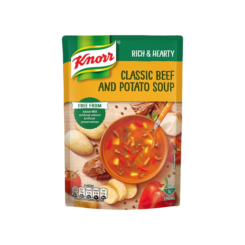 6 x Knorr Rich & Hearty Classic Beef Soup 390G