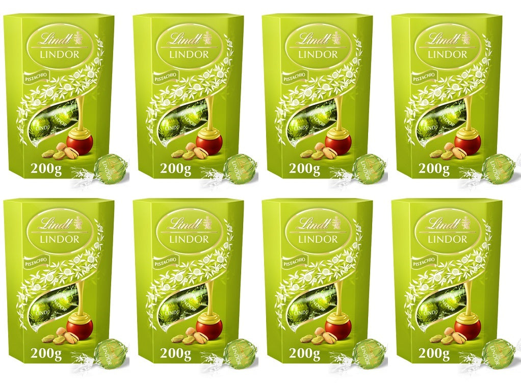 8 x Lindt Lindor Pistachio Truffles Box Cornet - 200GM