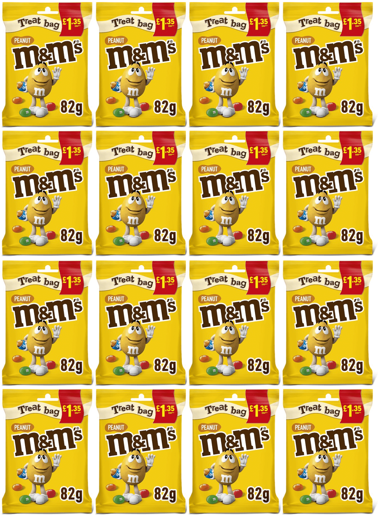 16 x M&m's Peanut Treat Bag - 82GM