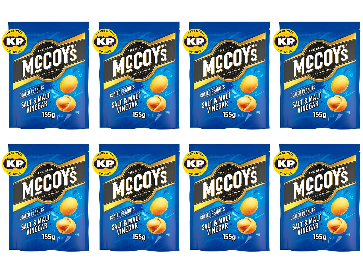 8 X Mccoys Coated Peanuts Salt & Vinegar Sharing - 155Gm