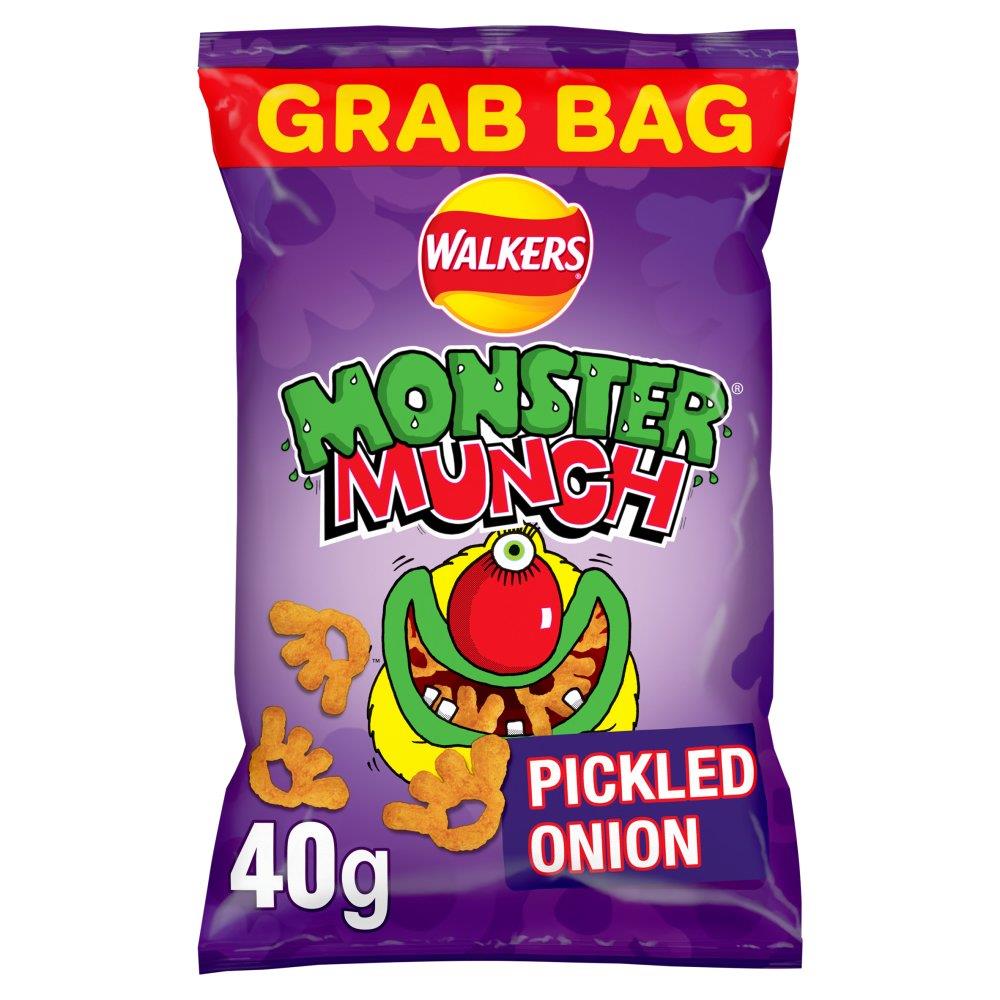 30 x Walkers Monster Munch Pickled Onion Snacks Crisps 40G