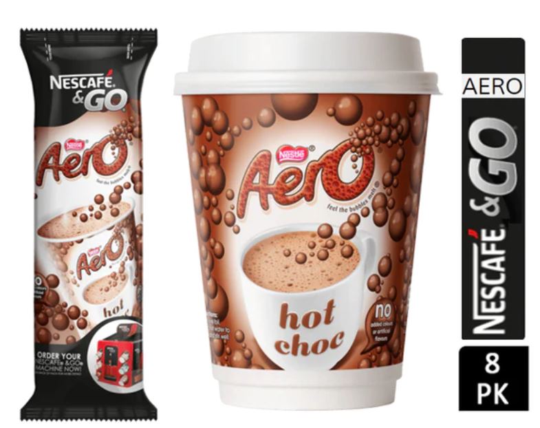 8 X Nescafe Go Aero Instant Hot Chocolate Cup