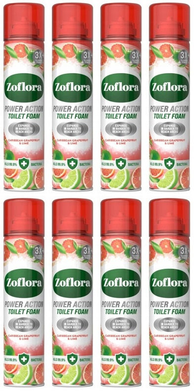 8 X Zoflora Toilet Foam Grapefruit & Lime - 300Ml