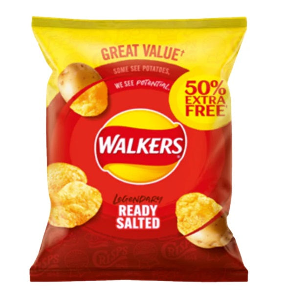 32 x Walkers Classically Ready Salted 32.5G + 50% Extra