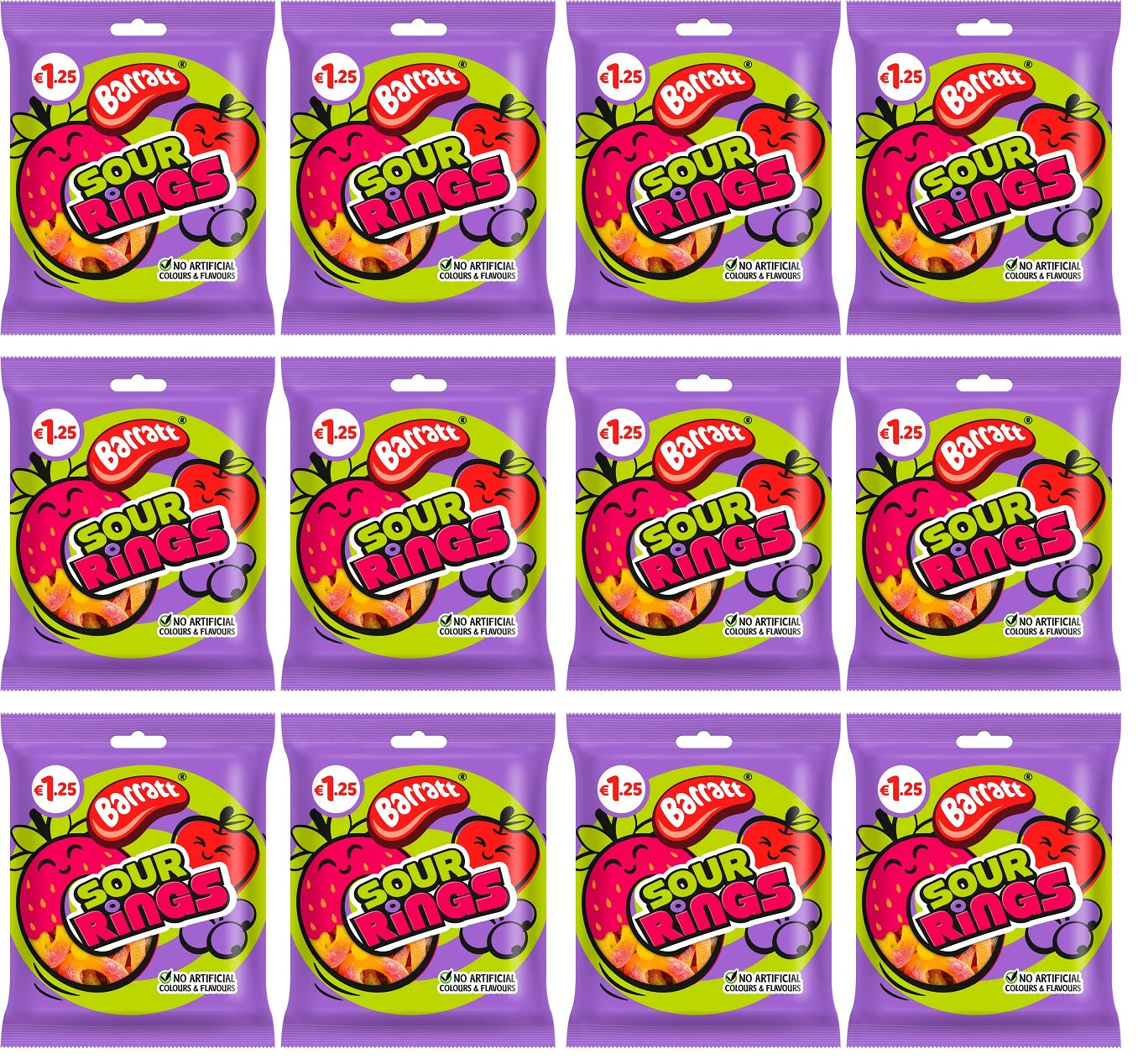 12 X Barratt Sour Rings - 140Gm