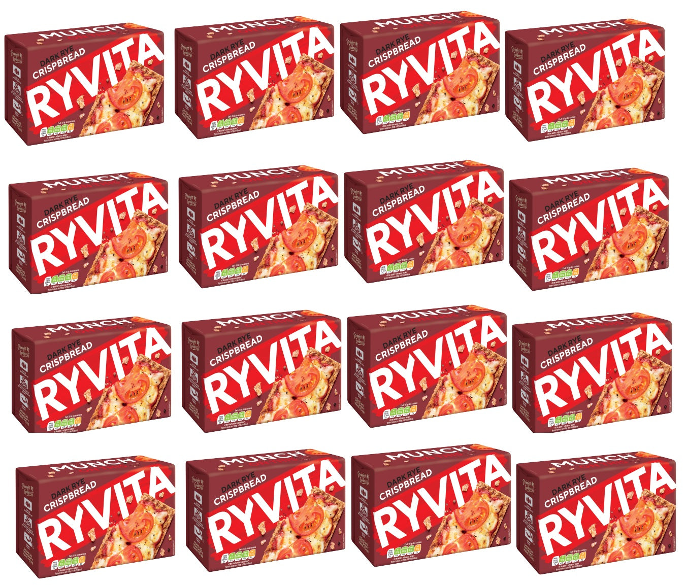 16 x Ryvita Crispbread Dark Rye 250G