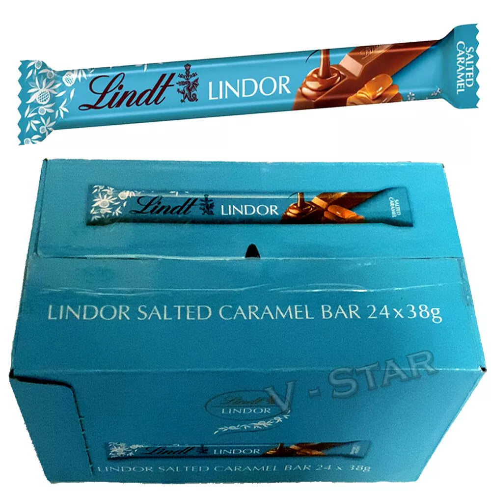 24 x Lindt Lindor Salted Caramel Milk Chocolate Treat Bar 38G