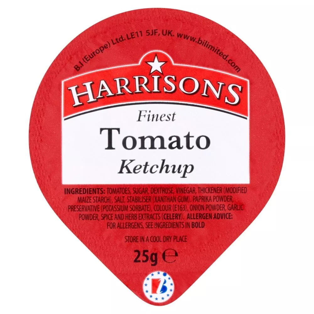 100 x Harrisons Finest Tomato Ketchup Dip Pots 100 X 25G